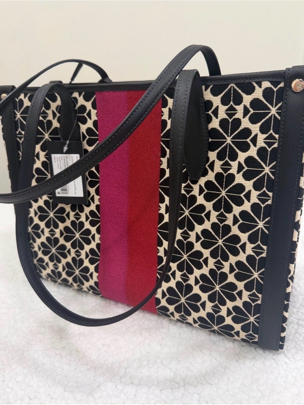 kate spade Black & Red Disney Mickey Minnie Floral Stripe Tote - Picture 2 of 7